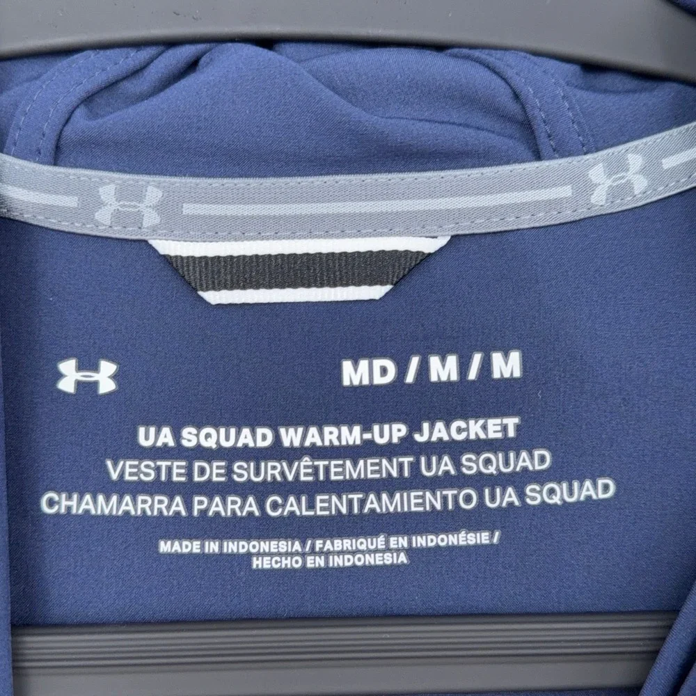 Under Armour UA Squad Warm-Up Jacket‎ Womens Medium Blue DBU Full Zip Hooded